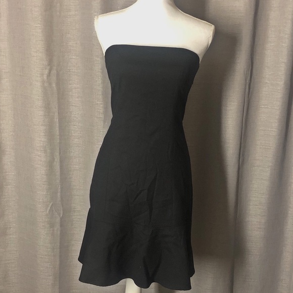 Theory Black Strapless Dress with Ruffles - Picture 2 of 8